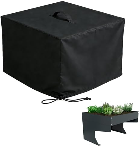 Fenghome Cubierta para cortacésped, caja de plantas, cubierta para robot cortacésped garaje con jardinera XXL, funda impermeable, con correa de hebilla y asas 63 x 73 x 36 cm