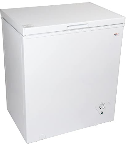 Koolatron Deep Freezer - Chest Freezer, 1 Wire Basket, Garage Ready, Meat Storage, Front Drain, Congelador For Home, Apartment, Basement, Dorm, Cottage, Manual Defrost, Stand Up, 5.0 Cubic Feet, White