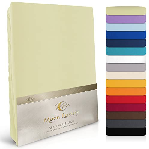Moon-Luxury Spannbettlaken Spannbetttuch Jersey Stretch 230g/m² für Wasserbetten, Boxspringbetten und herkömmliche Matratzen (Pistazie, 120x200-120x220)