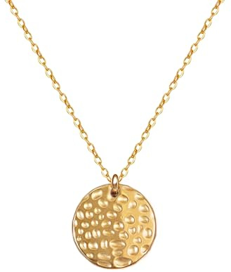 Kritz Collana Donna Disco Rotondo Placcato Oro 18K - Ciondolo Cerchio Sole con Catena Regolabile - Gioielli Regalo per Ragazze (Medaglione)
