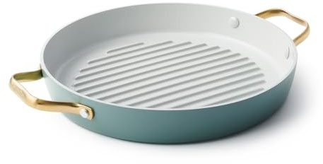 GreenPan Padova Hard Anodized Healthy Ceramic Nonstick, 11 Grill Pan with Lid, Black