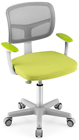 COSTWAY Kids Computer Desk Chair, Ergonomic Children Task Study Chairs with Lumbar Support, Adjustable and Swivel Mesh Chair for School Home Office (without Footrest, Green, 54 x 54 x 80-92cm)