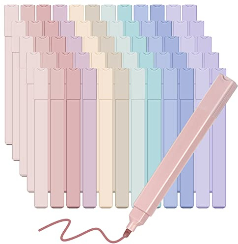 PerKoop 60 Pcs Pastel Highlighters Aesthetic Cute Bible Highlighters Morandi Color No Bleed Pens Assorted Chisel Tip Colorful Marker Pen Set for Journal Bible Planner Notes Supplies, 12 Colors