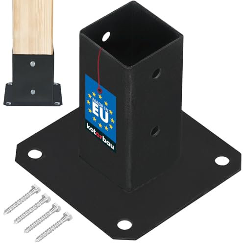 KOTARBAU® Casquillo atornillable, 50 x 50 mm, postes de madera cuadrada, casquillo de suelo, soporte para vallas, soporte para postes, ancla, galvanizado en caliente, recubrimiento en polvo