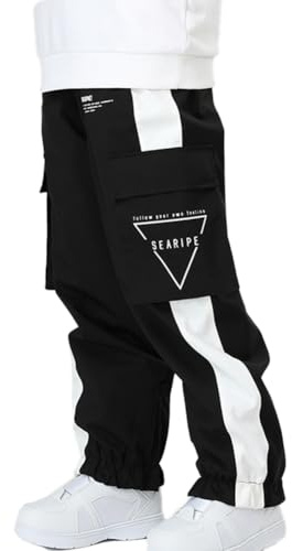 HOUZONIY Damen Skihose, Herren Wasserdicht Winddichte Softshellhose, Weite Passform Snowboardhose Geeignet für Outdoor-Sportarten(Schwarz XL)