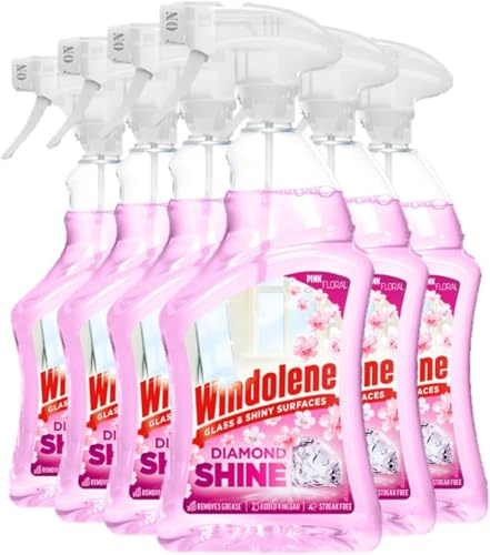 6 x Windolene Diamond Shine Window & Glass Spray Window Cleaner Pink 750ml Bulk Buy, 750.00 ml (Pack of 6)