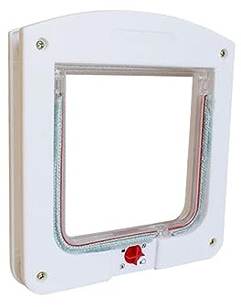 Happyyami Katzeneingang Ausgangstür Hundeausgangstür Hundeklappe Tür Katzentür Für Außentür Elektronische Katzenklappe Haustiertür Katzenloch Klein Bambus Schalter Weiß