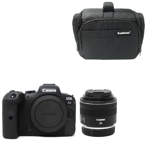 KamKorda Camera Bag + R6 Mirrorless Digital Camera Body + RF 35mm f/1.8 IS Macro STM Lens, 20MP Full-Frame CMOS Sensor, 4K60p and FHD 120p 10-Bit Internal Video + 2 Year Warranty