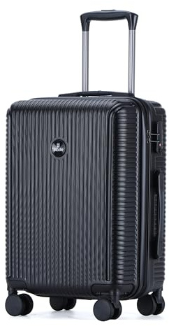 Blade Hartschalen Koffer Mittelgroß - Trolley Leichter Reisekoffer Handgepäck aus ABS mit TSA Schloss - 4 Spinnräder Koffer - Rollkoffer (Schwarz-L)