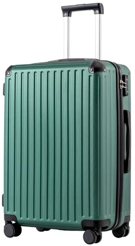 COOLIFE 24 Inch Medium Suitcase – Hardshell Trolley Lightweight ABS+PC Luggage with 360° Silent Wheels & TSA Lock, Telescopic Handle for Studying Abroad, Cruises & International Travel,Dark Green