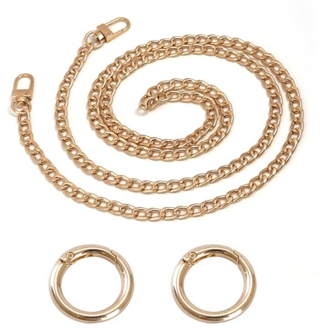 SIRLOMU Cadena metálica para bolso, cadena para bolso con mosquetón (120 cm/47,2 pulgadas) (dorada)