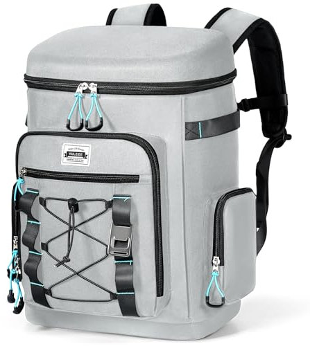 YULEEE Kühlrucksack Groß Wasserdicht Isoliert 30L Kühltasche Rucksack Picknickrucksack Weiche Kühler für Essen & Getränke für Strand/Picknick/Camping, Grau