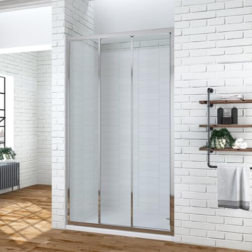 YAKE Duschtür 120 cm Schiebetür Verstellbereich von 117-121 cm Nischentür Duschabtrennung aus 6mm Sicherheitsglas mit NANO Beschichtung Nischenschiebetür Höhe 195 cm 3 teilige Gleittür Duschschiebetür