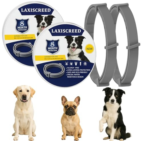 2 Pack Dog Collars with Natural Essential Oils – 16-Month Protection, Waterproof & Adjustable, Helps Prevent Infections, Safe for Dogs Over 7 Weeks