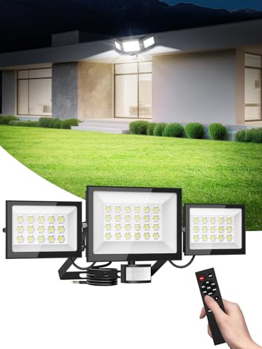 Security Lights Outdoor Motion Sensor 200W,20000LM Flood Light with Remote Control,6500K Daylight White Floodlight with Sensor,IP66 Waterproof PIR Security Lights Outdoor for Garden Garage Porch
