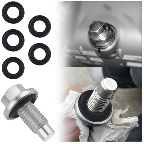 M12×1.75 Oil Drain Plug & 5PCS Oil Drain Plug Gasket,Oils Pan Drains Plugs Compatible with Pontiac/Ford/Mazda/Chevrolet,Essential Oils Pan Bolt Replacement OEM#EJ7Z-6730-A