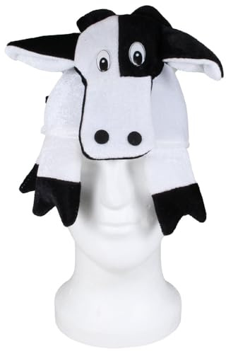 Tiermütze aus Plüsch – Lustige Partyhüte & verrückte Kostümmützen für Erwachsene – Schwein, Kuh, Stier, Elefant, Huhn, Flamingo, Hahn, Wolf & Pferd – Karneval, Fasching & Festival