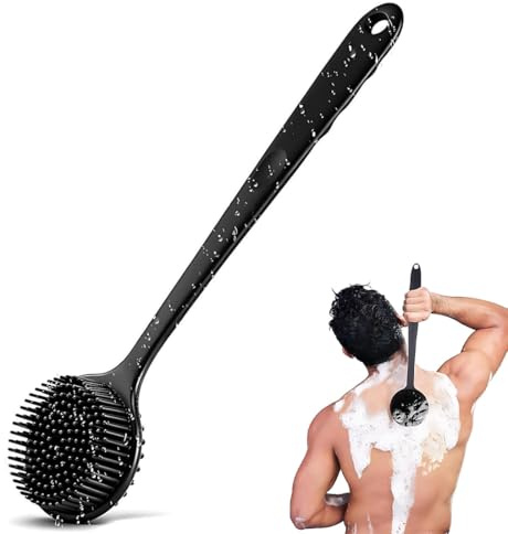 Cepillo Corporal Mango Largo, 1 Pieza Cepillo Corporal Silicona, Corporal para ducha con mango largo, Cepillo Ducha Espalda, Estimula el drenaje linfático para Exfoliación de Ducha y Masaje