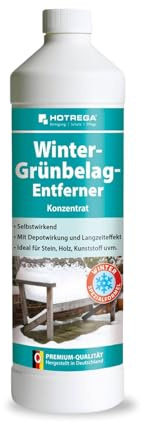 HOTREGA Grünbelagentferner Winter 1:10 Super-Konzentrat 1 L | Selbstwirkend & ergiebig für Stein, Holz & Kunststoff | Wirkt auch bei Kälte