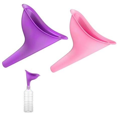 QTORCHE Pisse Debout Femme 2pcs, Urinoir pour Femme, Urinoir en Entonnoir Réutilisable, Portable et Pliable Facile à Transporter, pour Festival, Camping, Toilettes pour Camping, Randonnée, Vacances