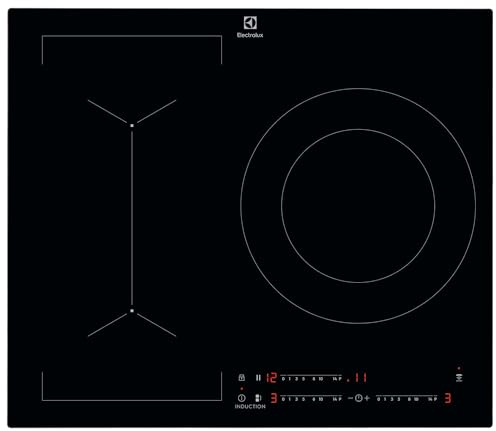 Electrolux LIV63340CK – Placa de Inducción Serie 600 Bridge, 60 cm, 3 Zonas, Zona 28 cm 3,7 kW, Función Puente, Control Táctil Deslizante 0-14, Temporizador, Pausa, Hob2Hood, Sin Marco