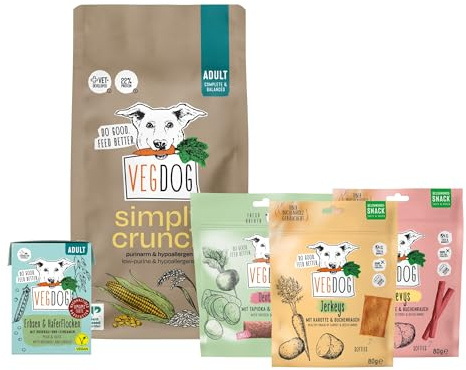 VEGDOG Pacchetto di prova: Simply Crunch, cibo umido, dentali, beevys, jerkeys