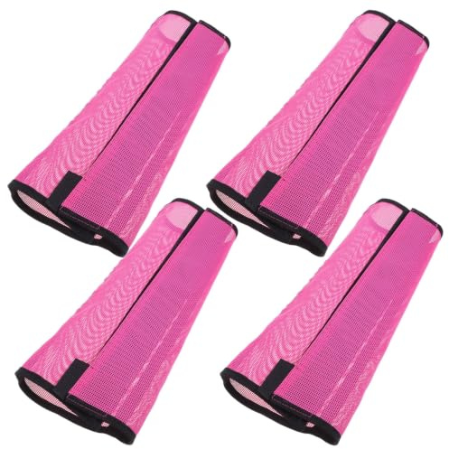 Botas de Malla Transpirable para Caballo, Ajuste Elástico Seguro, 4 Piezas | Tela de Malla, Diseño Ceñido, Color Rosa, para Sesiones de Entrenamiento y Cuidado Diario
