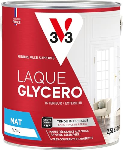 V33 Peinture glycéro blanche multi-supports mat, BLANC GLYCERO 2,5L