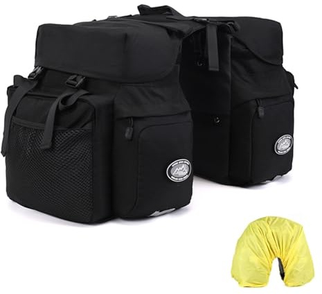 Dreamoon Borse laterali da 50 l, borsa da sella impermeabile per bicicletta, con copertura antipioggia, borsa per sedile posteriore con finiture riflettenti, organizer per ciclismo per larghezza