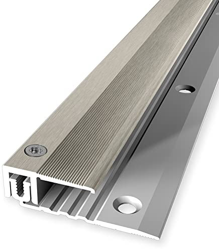 PROVISTON | Profilé de finition | Profilé de rattrapage | Largeur 28 mm | Niveau de rattrapage 6,5-16 mm | Longueur 1000 mm | Barre de jonction en alu | Platinium | Profil d'arrêt | 1 pièce