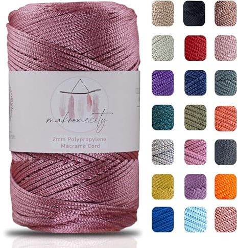 Makromecity makramégarn 2 mm x 230 m premium polyester makramérep polypropylen garn för hantverk heminredning platsplatta axelväska handväska löpare nappkedja 20 färger
