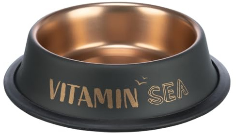 TRIXIE Ciotola per cani in acciaio inox BE Nordic 450 ml nero/bronzo – moderna ciotola per cani di grossa taglia Ø 19 cm ciotola in acciaio inox con gommatura antiscivolo – 24304