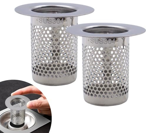 2 Stück Abflusssieb Dusche Edelstahl 5CM Haarsieb Dusche Haarfänger Silber Waschbecken Sieb Rostfrei Sieb Dusche Abfluss Haare Sieb Abfluss für Badewanne Badezimmer Küche Balkon