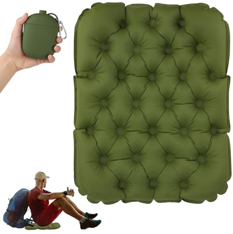 EXLECO Tapis d'Assise Pliable Coussin d'Assise Gonflable pour l'extérieur Portable Tapis de Sol Camping Tapis Siège Extérieur Tapis Sol Isolant Thermique, pour Aventures en Plein Air Randonnée Vert