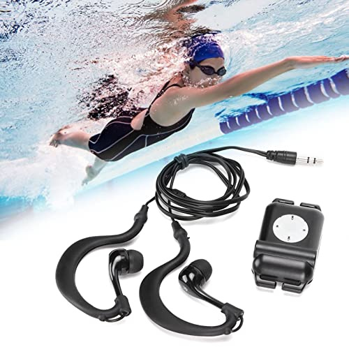 Ejoyous Wasserdichter Hi-Fi MP3 Player mit Kopfhörer für Schwimmen, 4 GB, Schwarz, Hi-Fi-Klangqualität unter Wasser