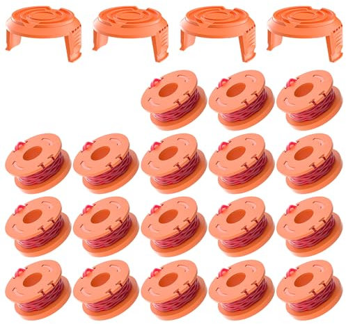 Forever Speed 18 Bobine de Fil de Rechange,1.65 mm,Bobine de 3.05 m,Bobine Fil Coupe Bordure,Compatible avec WORX Coupe Bordures,WA0010/WA6531(18 Bobines de fil,4 Couvercle)