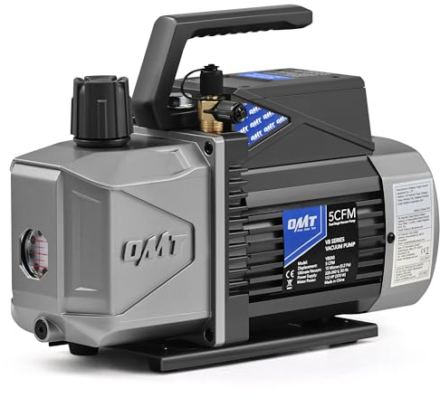 Orion Motor Tech Sparkless Ignition Proof Vacuum Pump, 5 cfm 1/2 hp Two Stage Vacuum Pump with 0.2 Pa Ultimate Vacuum, Auto HVAC Vacuum Pump for R1234yf R32 R134a R22 R410A, Pump Oil Included