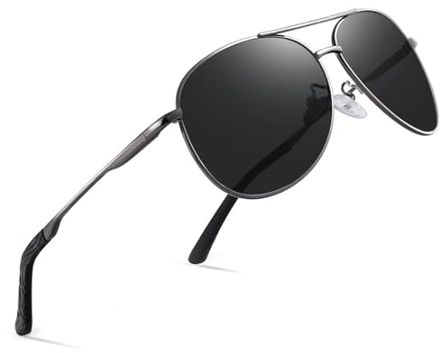wearPro Sonnenbrille Herren Damen Polarisiert Vintage Schwarz Pilotenbrille Unisex-Tiefschwarz