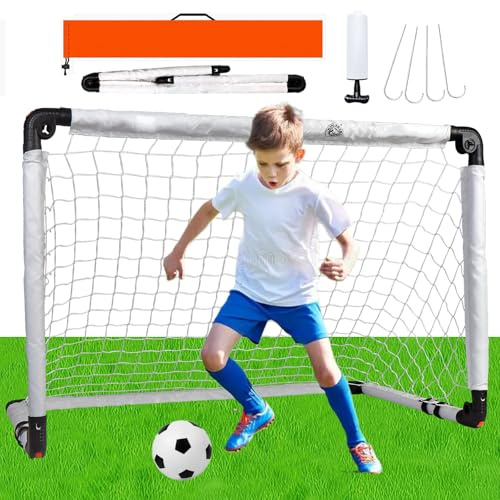 Kids Football Goals, Portable Soccer Goal, Mini Foldable Goal Post/Net for Children the Garden Outdoor, Christmas Stocking Fillers Gifts for Boys 4, 5, 6, 7, 8, 9, 10 Year Old (35 * 24 In)