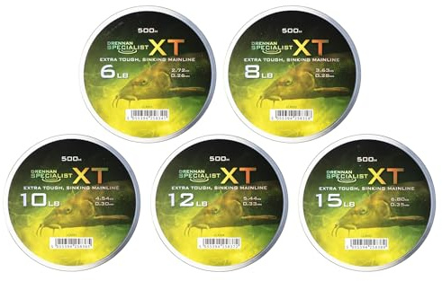 Drennan Specialist XT Mono 500m | Dark Green | Coarse Fishing Line for Targeting Big Fish | Abrasion Resistant and Durable | Sinking | High Knot Strength | Smooth Surface for Casting