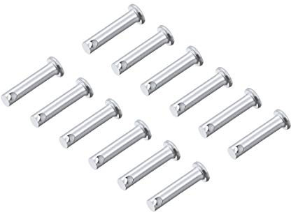 sourcing map Trou Unique Chape Broches 5mm x 25mm Plat Tête Zingage Solide Acier Axe Charnière 12Pcs