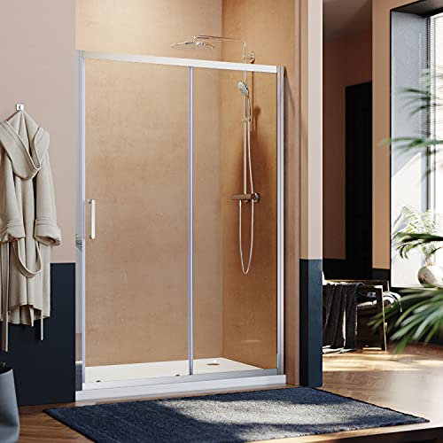ELEGANT 1200mm Sliding Shower Enclosure 6mm Toughened Glass Bathroom Smooth Screen Panel Reversible Shower Cubicle