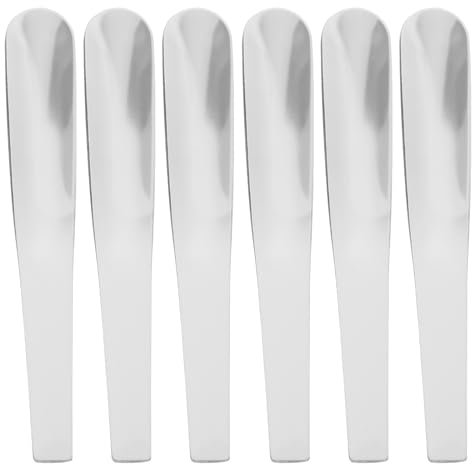 Set Di 6 Cucchiaini Lunghi in Acciaio Inox, Cucchiai Piatti Per Caffè, Tè, Dessert, Antipasti, Cucina E Bar, Superficie Lucida E Manico Ergonomico (Argento)