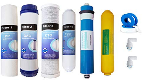 Depurtek - Kit Ahorro Osmosis Inversa con Membrana 75 GPD + 6 Filtros | Compatible MOON | Remineralizador | Elimina Sólidos, Cloro, Metales Pesados | Depuración