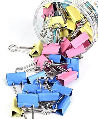 Colour Foldback Clips, 48Pcs 25mm Metal Binder Clips for Home Office School Daily Needs Small Foldback Clips(Multicolour)