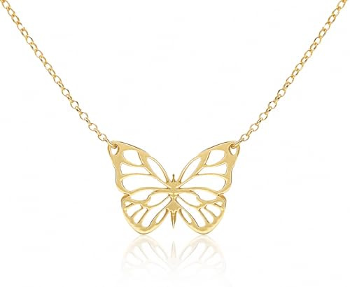 WANDA PLATA Collar Farfalla in Argento 925 Placcato Oro per Donna, Choker con Pendente Farfalla Dorato, Catena Regolabile per Ragazza Giovane, in Scatola Regalo.