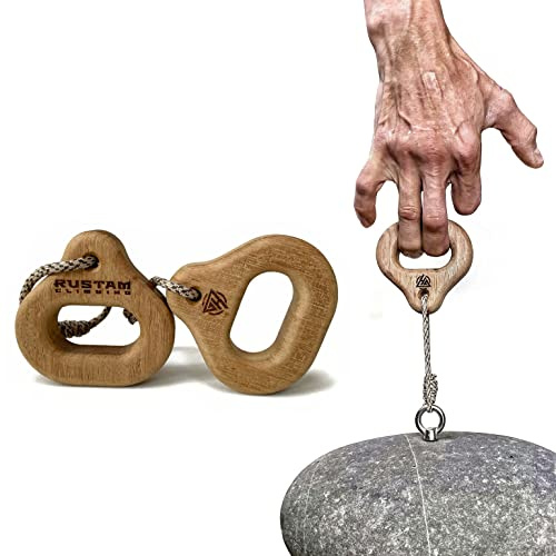 RUSTAM CLIMBING Duonio Climbing Hangboard | Portable Finger Trainer for Rock Climbing - Portable Hangboard Fingerboard for Grip Strength, Wood - Lightweight, Durable, Compact | 1 Pair