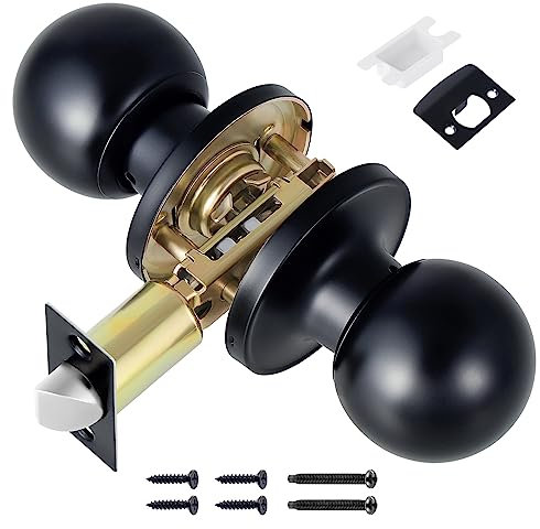 Knpwer Türknauf mit Schloss, Metall Drehbar Kugelknauf Rund Türgriff Türdrucker Türklinke
