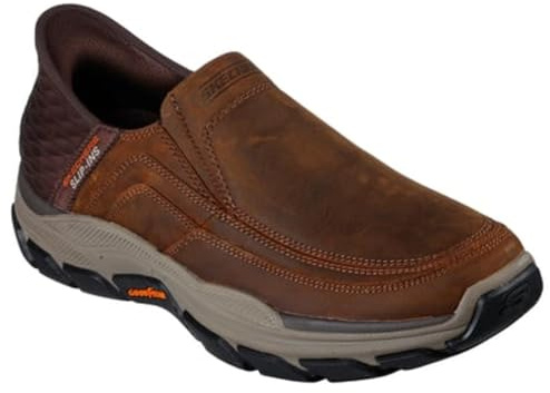 Skechers Homme Respected Elgin Slip-In ENTRAINEUSE, Dark Brown Leather, 43 EU Large