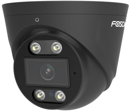 Foscam IP-Dome-Kamera für den Außenbereich, PoE, 5 MP, mit Lichtstrahlern und T5EP Sirene, Schwarz